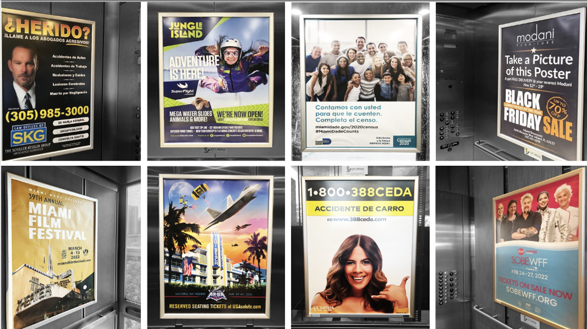 Outdoor advertising in Miami and Miami Beach. Local outdoor advertising company. Parking garage advertisements. Elevator ads.